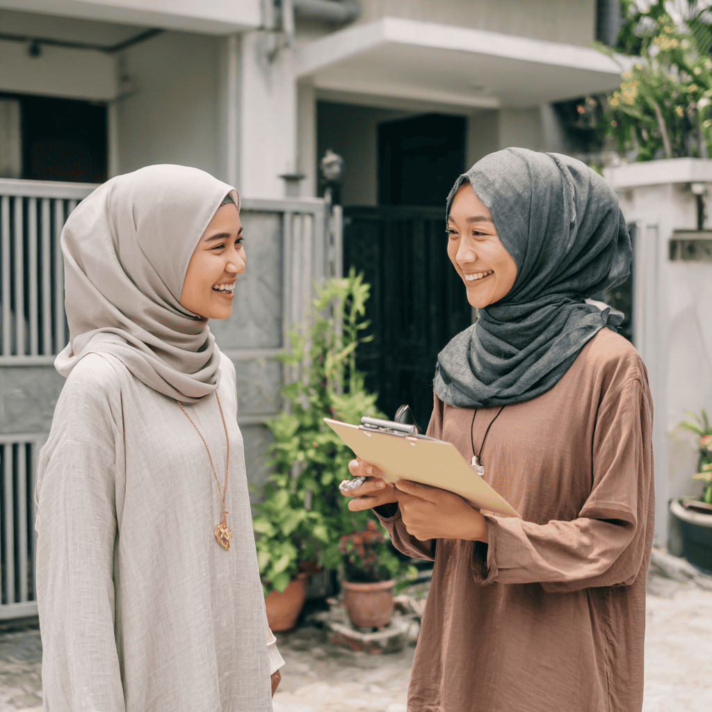 Staf Emas Bonda mesra membantu pelanggan wanita mengira nilai emas terpakai untuk jual beli.